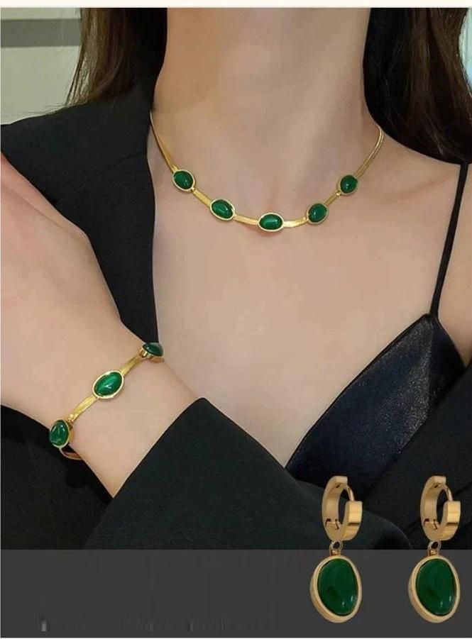 Green Crystal Necklace Set✨💚